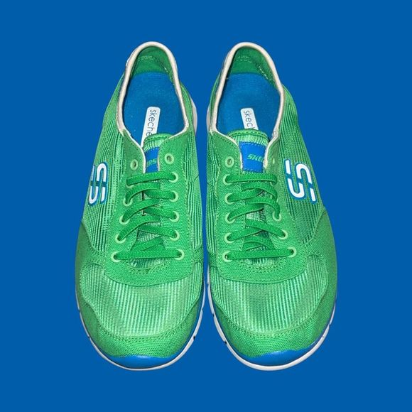 2012 Skechers Womens Flex 22162 Green Blue Running Shoes Sneakers Size 7 - Picture 2 of 8